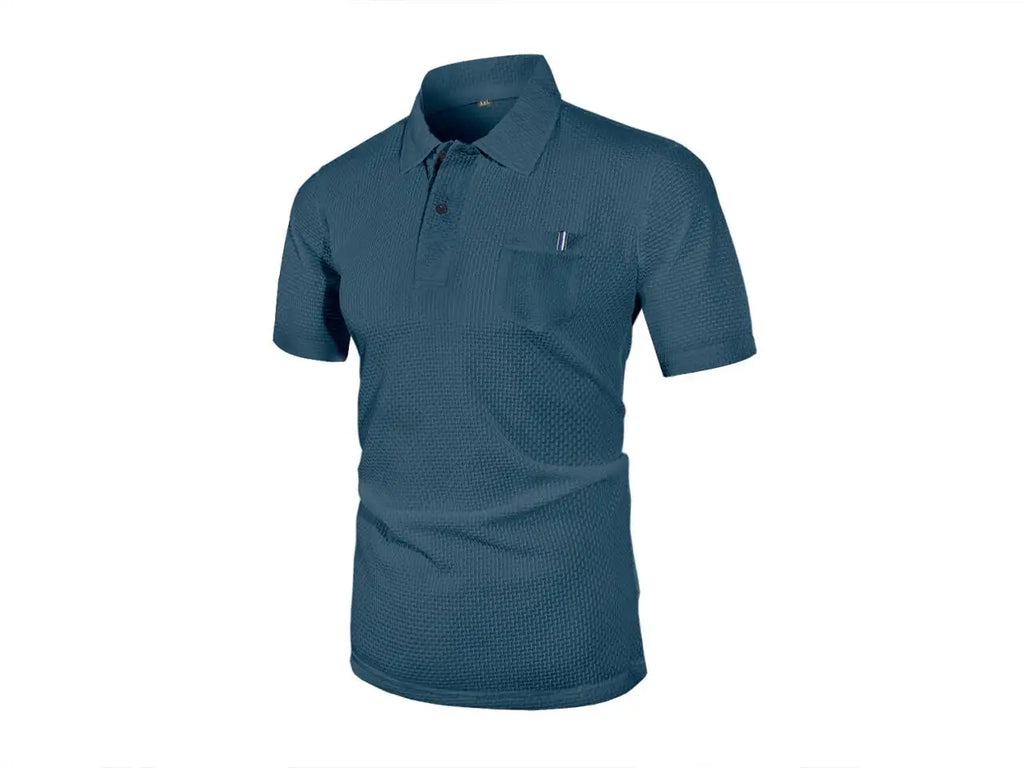 Cool Breeze Men’s Summer Ice Silk Lapel Pocket Polo Shirt