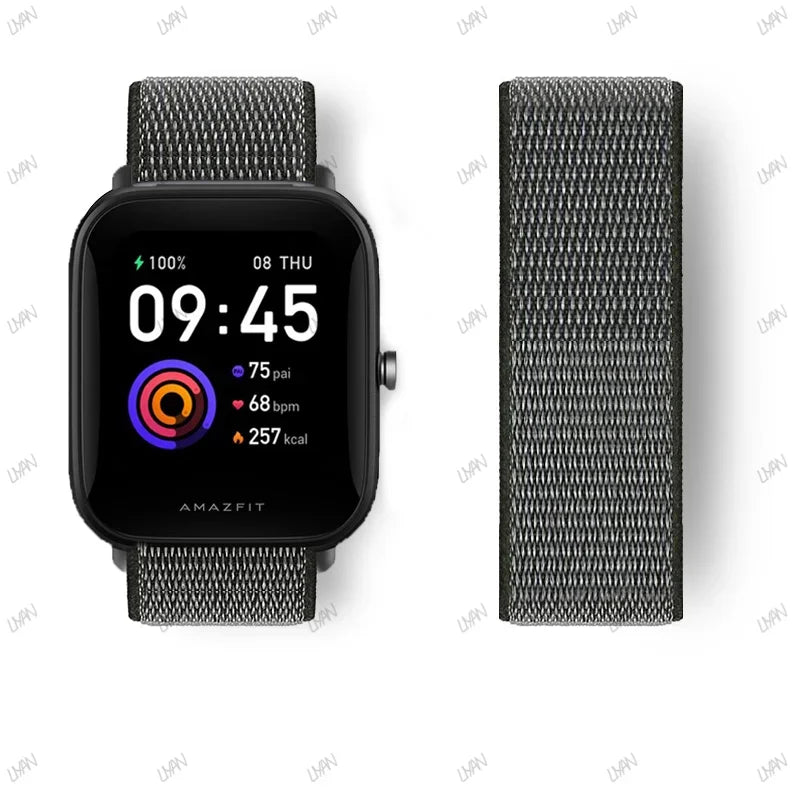 20mm/22mm watch band For Amazfit GTR/GTS 4-3-2-2e/GTR 42mm-47mm/bip-U-S-lite Nylon Loop strap sport correa amazfit gts 4-2 mini