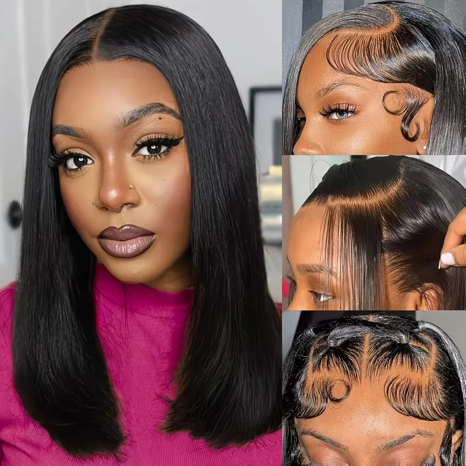5x5 HD Lace Bob Wig Human Hair 180% 200% Density Straight 5x5 Bob Lace Frontal Wigs Human Hair Short Straight Lace Closure Bob Wigs for Women