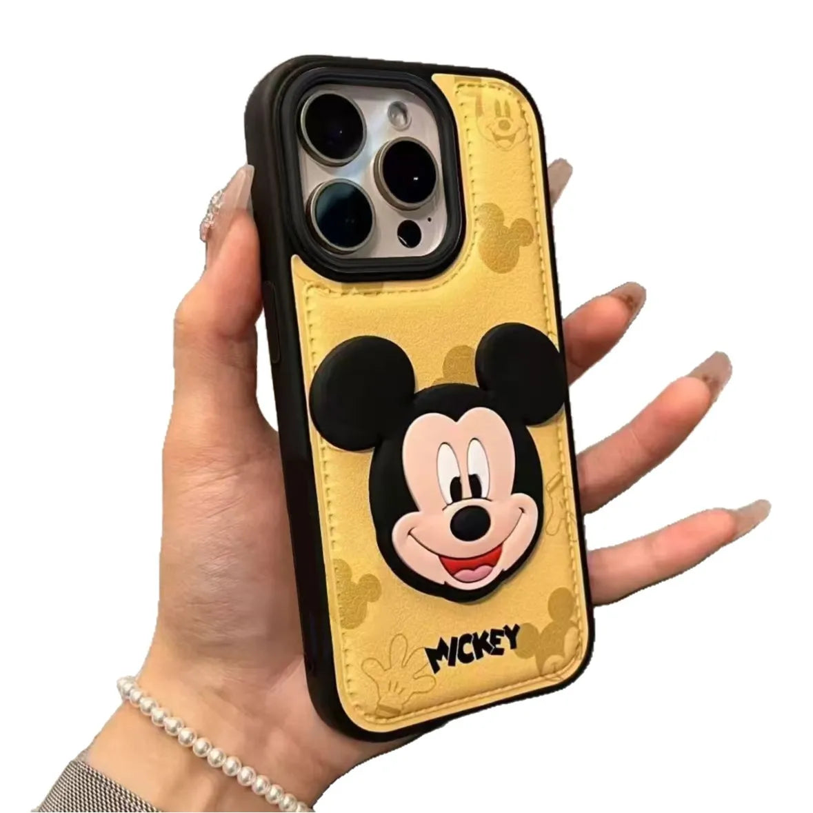 Mickey Mouse 3D PU Leather Shockproof iPhone Case – Cute & Protective for iPhone 13-17 Pro Max