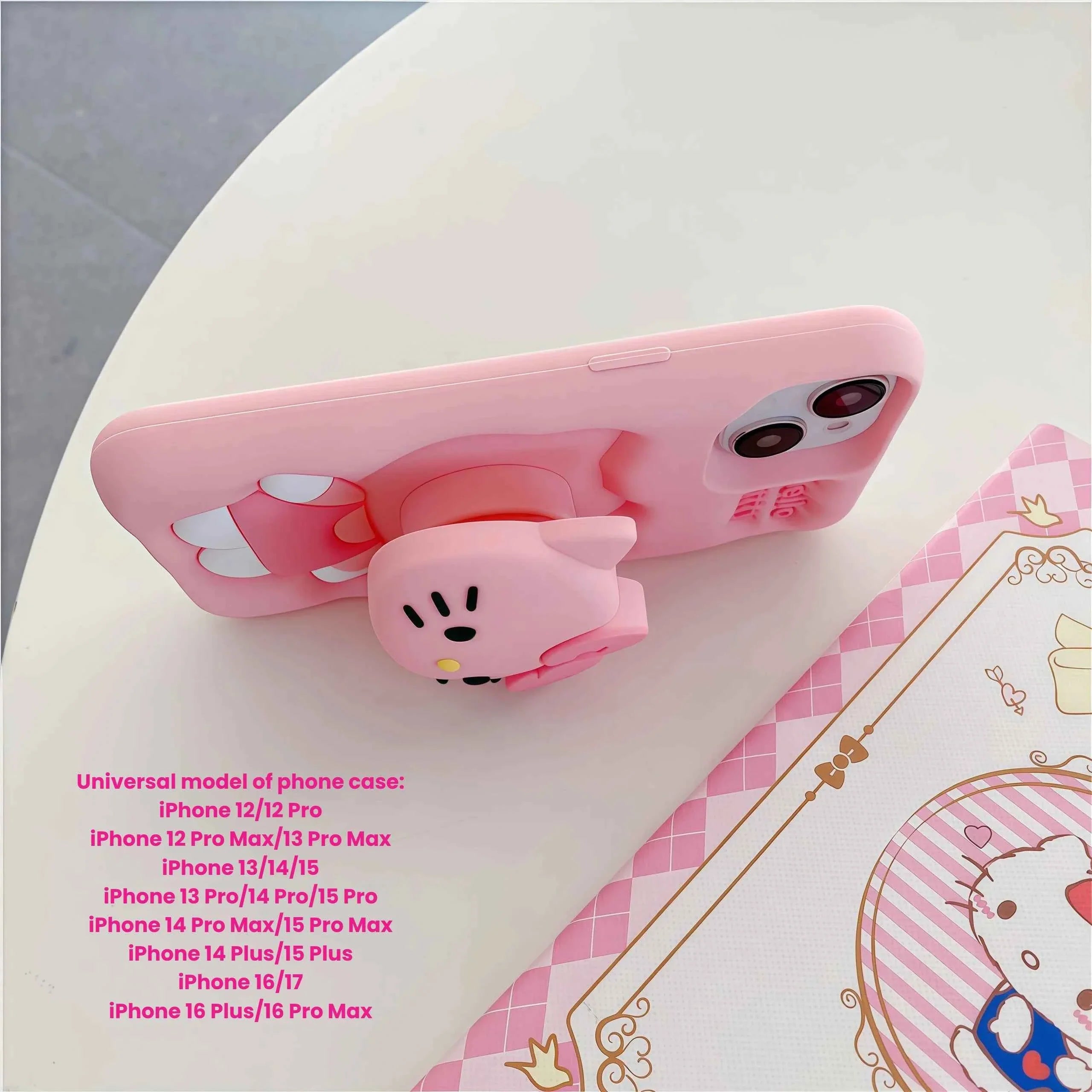 Cute Hello Kitty Phone Case For iPhone 17 16 15 14 13 12 11 Pro Max Plus 17Pro Head Grip Tok Holder Silicone Cartoon Phone Cases