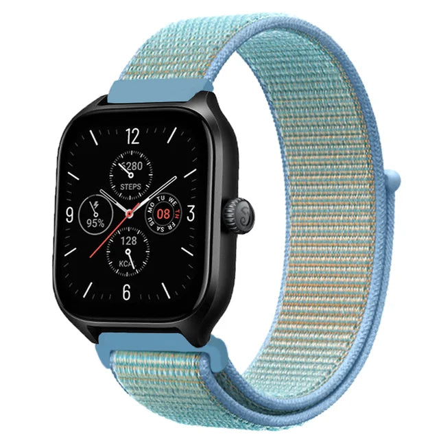 20mm 22mm Nylon Loop Strap for Amazfit GTR 42 47mm/GTR2/2e/3/3 Pro/4/GTS/GTS2/mini/3/4 Bracelet for Amazfit Bip-U-S/Stratos 2 2S