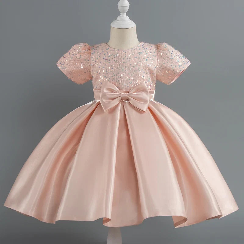 Baby Girls Christmas Dress Sequin ShortSleeve Party Dress Birthday Toddler Dress Wedding Princess Dress for Kid Girl Luxury Cown