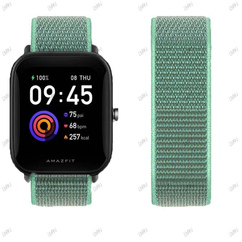 20mm/22mm watch band For Amazfit GTR/GTS 4-3-2-2e/GTR 42mm-47mm/bip-U-S-lite Nylon Loop strap sport correa amazfit gts 4-2 mini