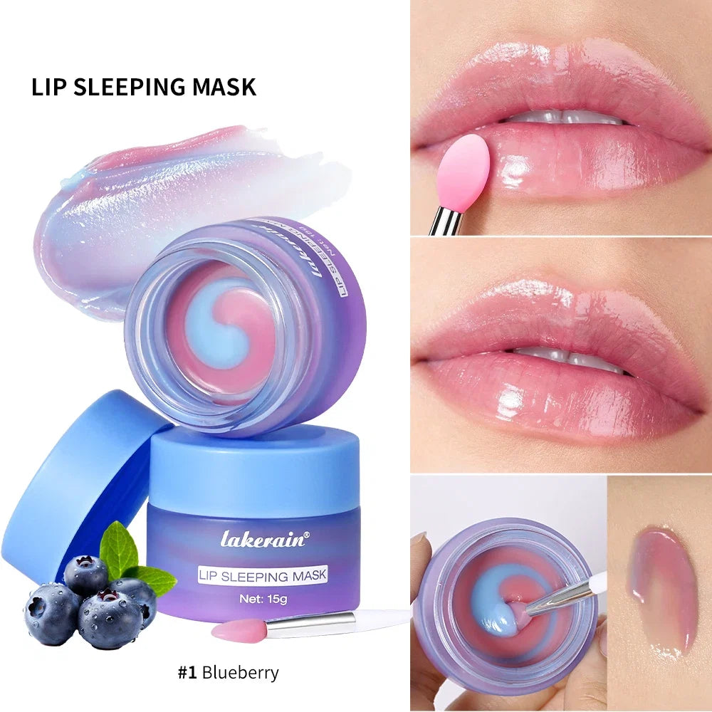 Lakerain Nourishing Dual-color Sleeping Lip Mask Reducing Lip Lines Moisturizing Repairing Removing Dead Skin Lip Mask Women Men
