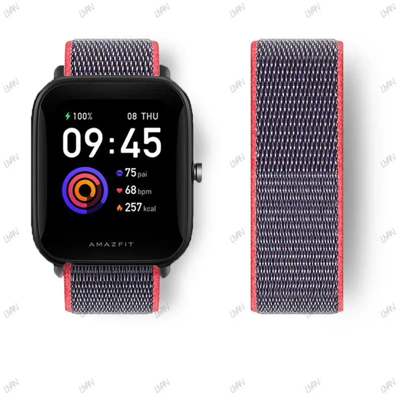 20mm/22mm watch band For Amazfit GTR/GTS 4-3-2-2e/GTR 42mm-47mm/bip-U-S-lite Nylon Loop strap sport correa amazfit gts 4-2 mini