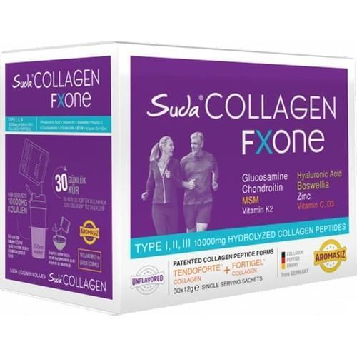 Suda Collagen Fxone Unsweetened Collagen Powder Supplement - 12g x 30 Sachets, Hydrolyzed Collagen Peptides for Skin, Hair, and Joint Health