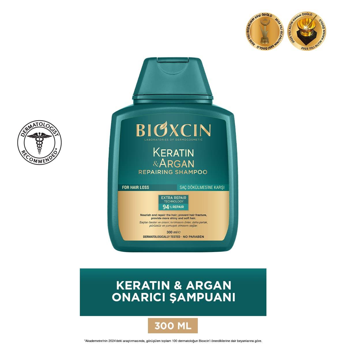 Bioxcin Keratin & Argan Repair Shampoo for Damaged Hair - Nourishing, Hypoallergenic, Paraben-Free
