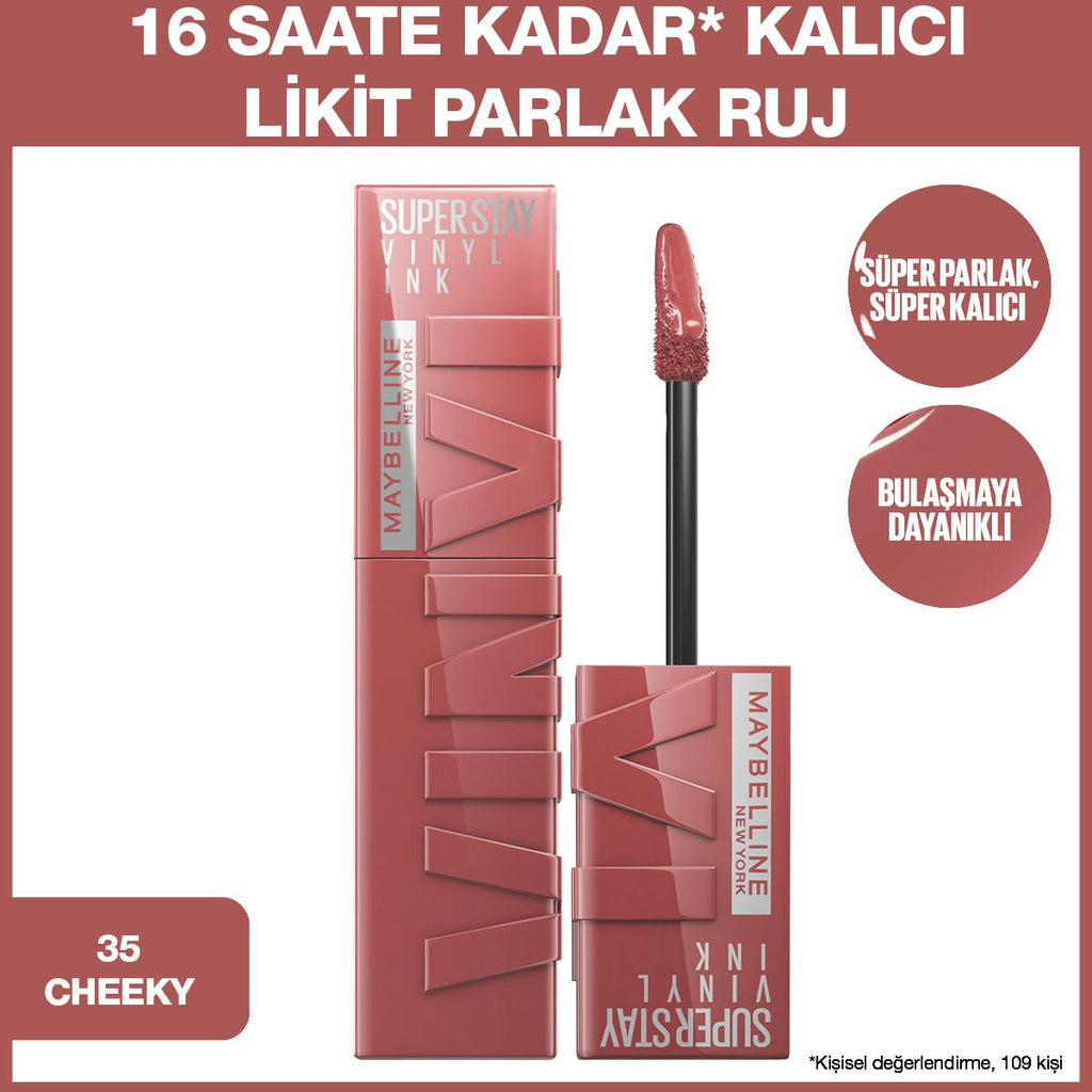 Maybelline New York Super Stay Vinyl Ink Liquid Lipstick - Long-Lasting Cheeky Shade Lip Color