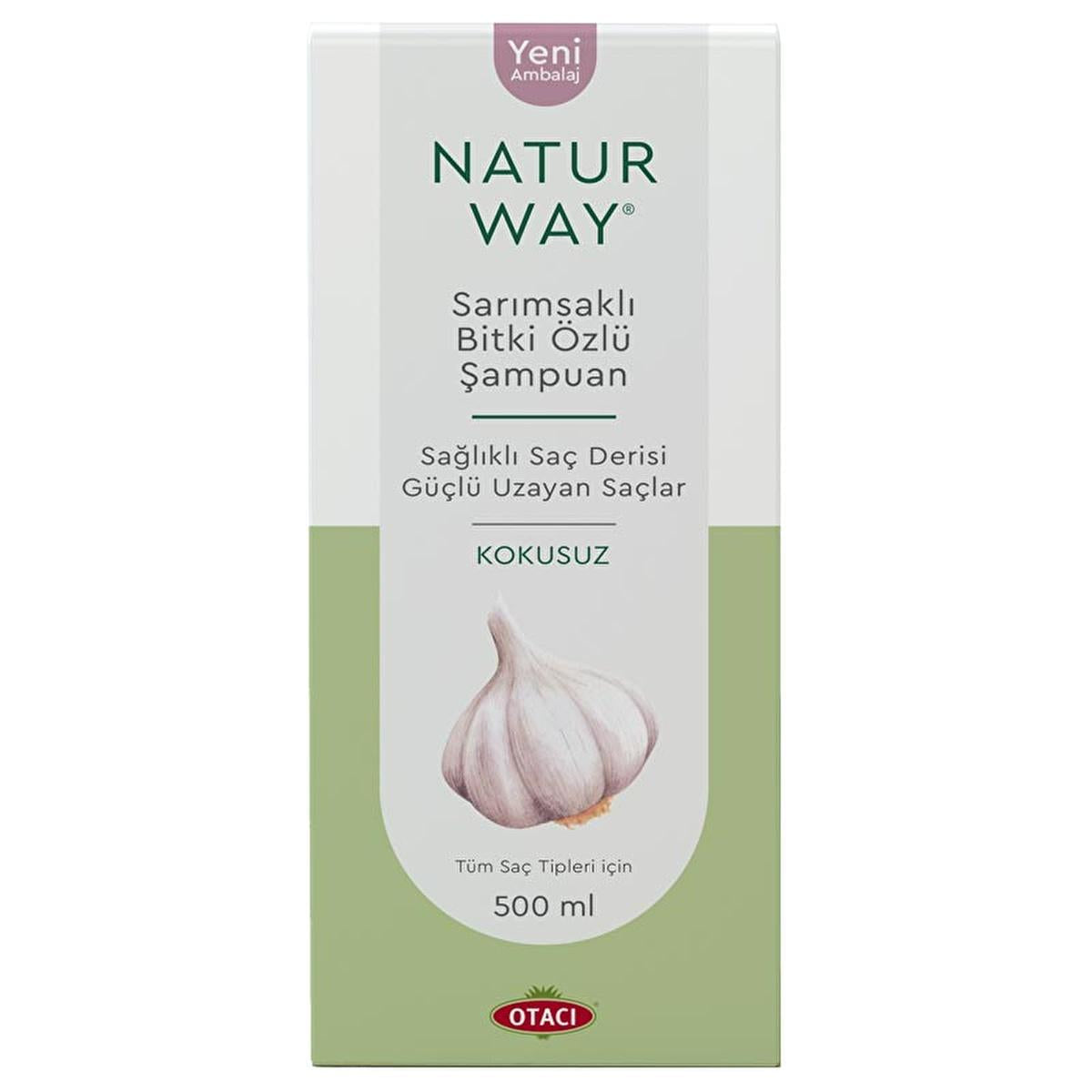 Otacı Naturway Garlic Shampoo 500ml - Promotes Hair Growth, Suitable for All Hair Types