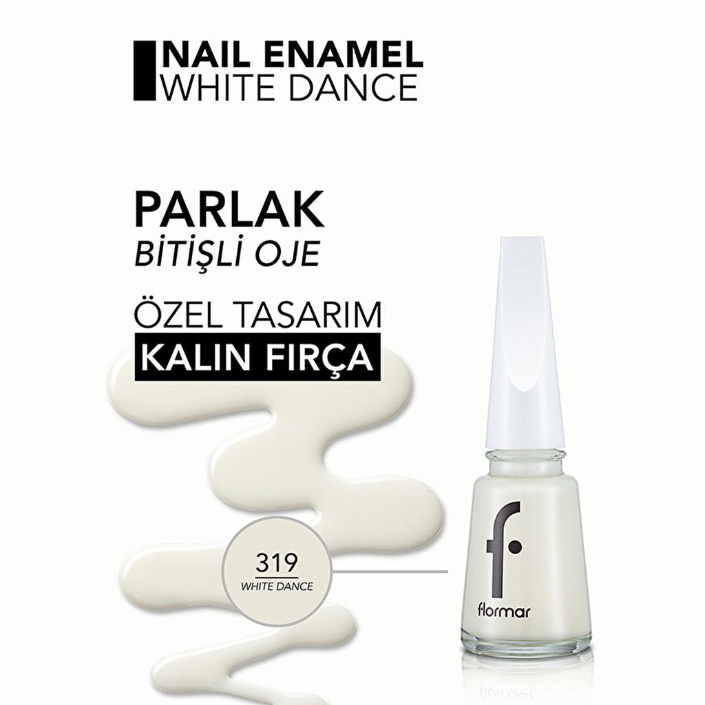 Flormar High Pigment White Nail Polish: Long Lasting, Chip Resistant, Glossy Finish & Enriched with Minerals for Nail Care