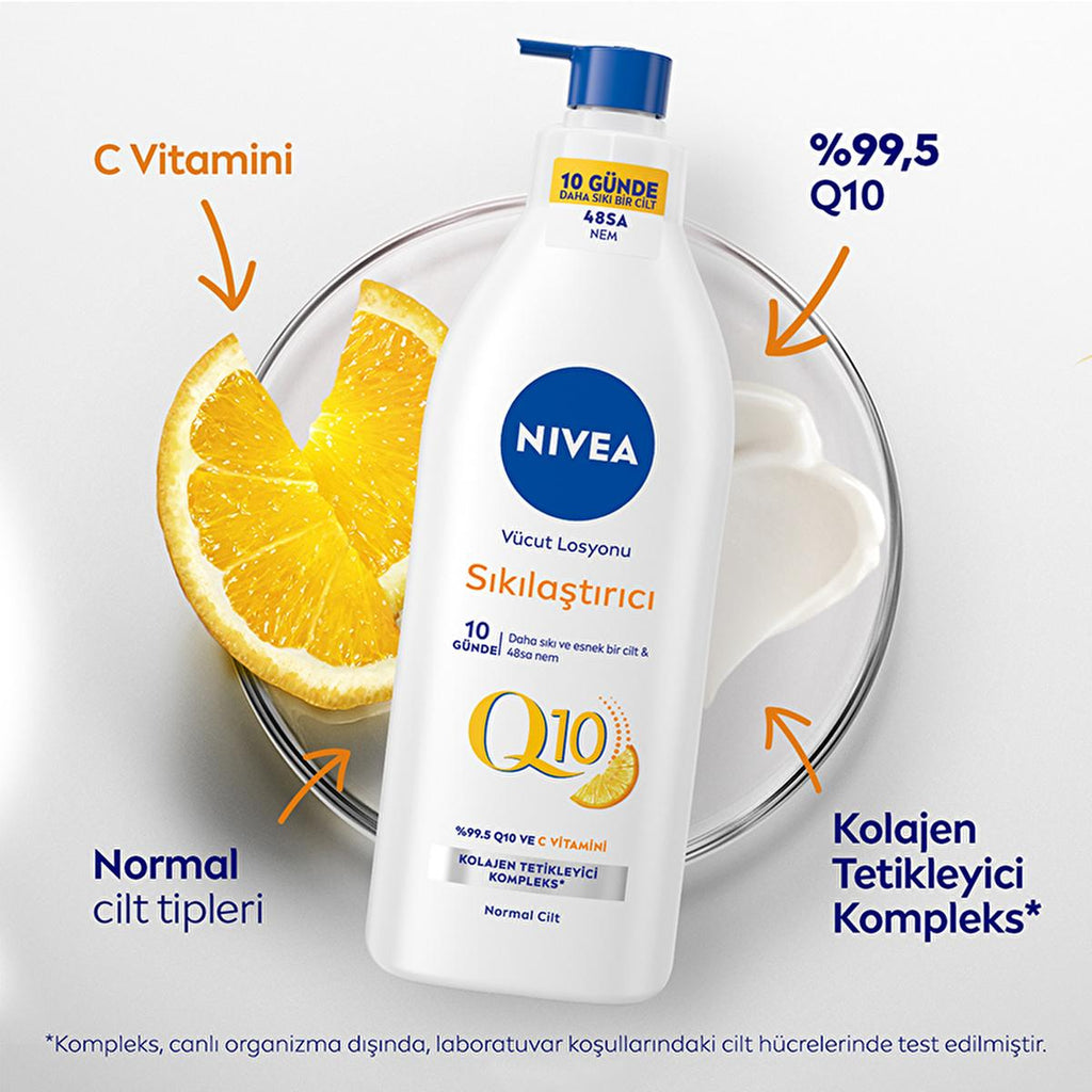 Nivea Q10 Firming Body Lotion with Vitamin C - 48 Hour Moisturization, Dermatologically Tested - 13.53 fl oz