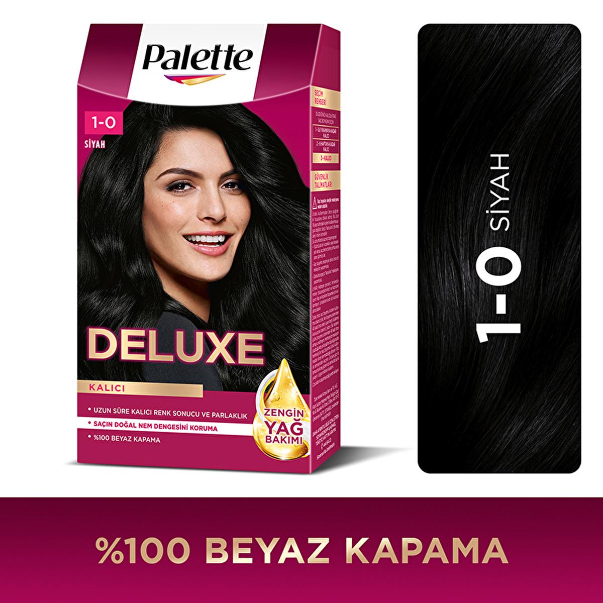Palette Deluxe: Intense Black Hair Dye 1-0 - Long Lasting Color, Deep Conditioning with Micro Oils, At-Home Permanent Hair Coloring