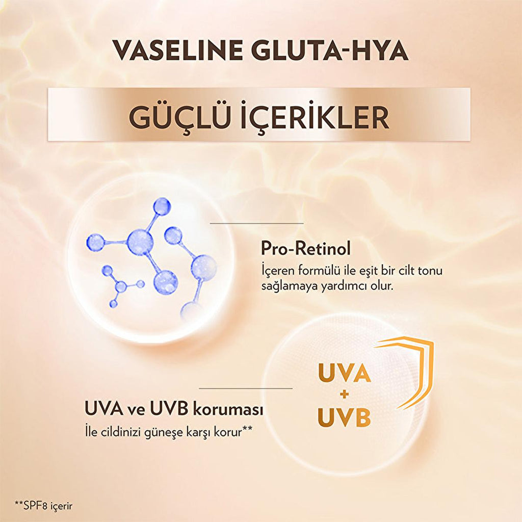Vaseline Gluta-Hya Serum UV Protective Hydrating Body Lotion - Brightening, Non-Greasy Moisturizer with GlutaGlow Technology