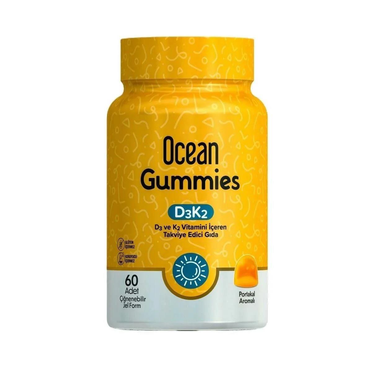 Ocean Gummies D3K2: Delicious Chewable Vitamin D3 K2 Gummies for Bone Health & Immunity - Two Month Supply.