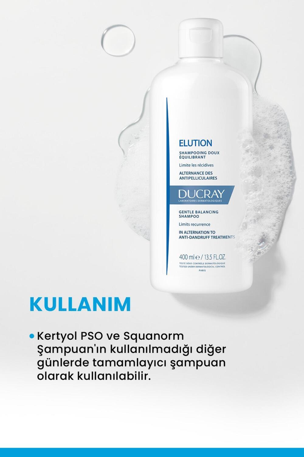 Ducray Elution Anti-Dandruff Shampoo - Soothes Scalp, Prevents Flaking - 13.53 fl oz
