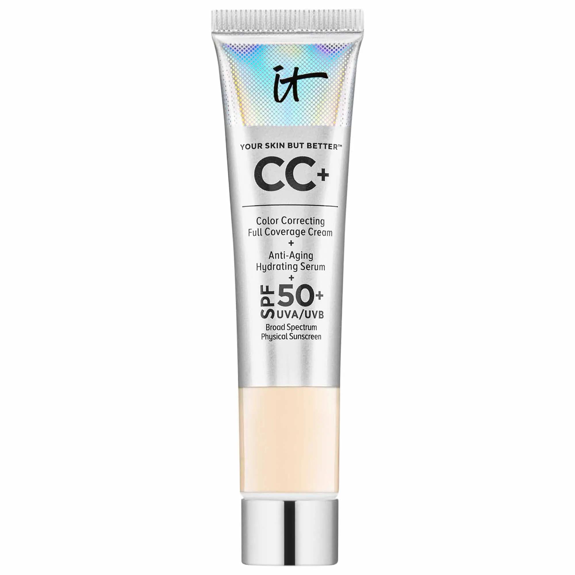 IT Cosmetics CC+ Cream: Full Coverage Color Correcting Foundation with SPF 50+ - Hydrating, Anti-Aging, and Blemish Camouflaging Makeup