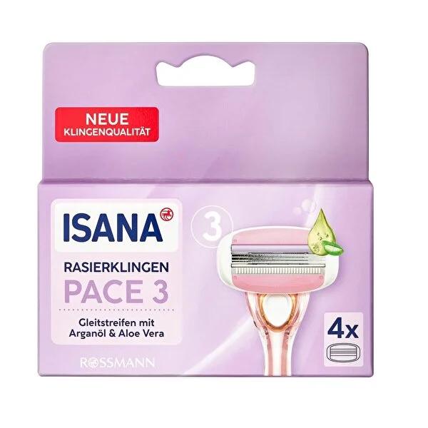 Isana Replacement Razor Blades - 3-Blade Design, Compatible with Isana Vabene Shaving Systems - 4-Pack
