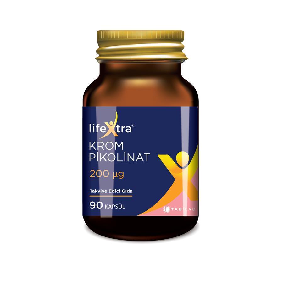 Lifextra Chromium Picolinate 200 mcg Dietary Supplement - 90 Capsules for Nutritional Health & Metabolism Support