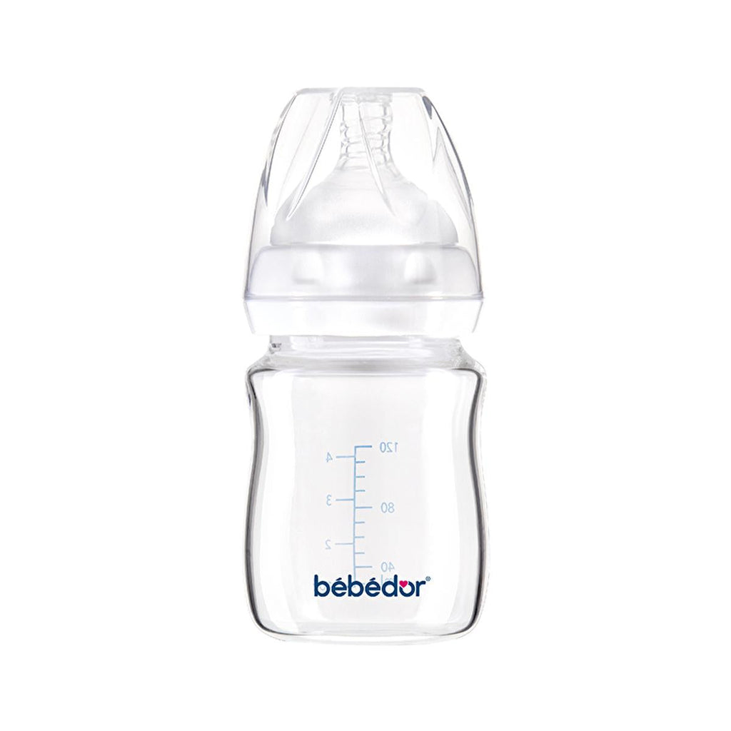 Bebedor Glass Baby Bottle: Heat Resistant, Wide Neck, Anti-Colic & Leak-Proof - Newborn Feeding Essential