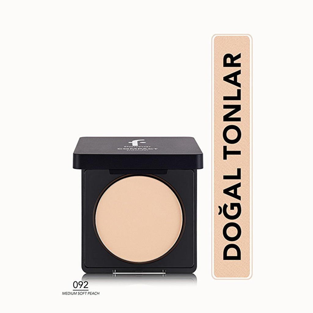 Flormar Compact Powder 092 Medium Soft Peach - Matte Finish, High Coverage Makeup for Natural Look