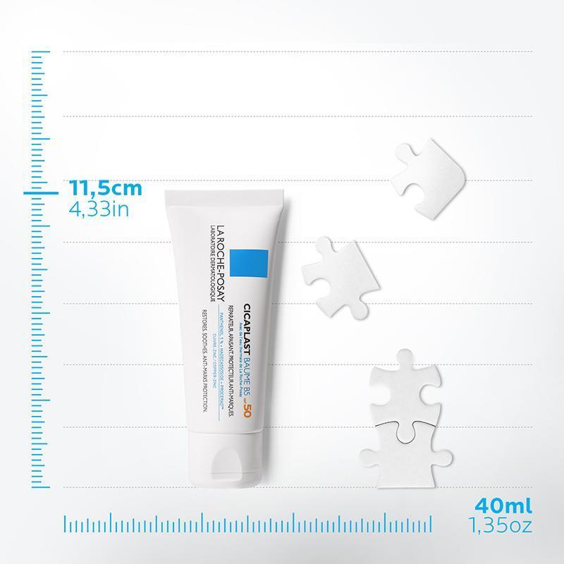 La Roche Posay Cicaplast Baume B5 SPF50 Moisturizing Cream - Paraben-Free, Fragrance-Free, Soothing Cream for Damaged Skin