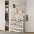 2 in 1 Shoe Rack with Coat Hooks Entryway Organizer 5 Tier Storage Shelf