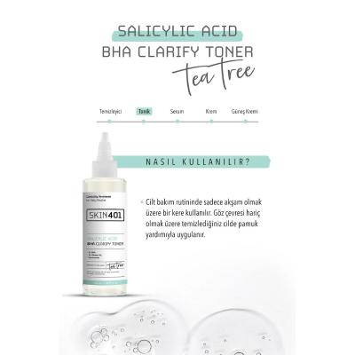 Skin401 Salicylic Acid BHA Clarify Toner 200ml - Vegan Acne Treatment & Exfoliating Skincare