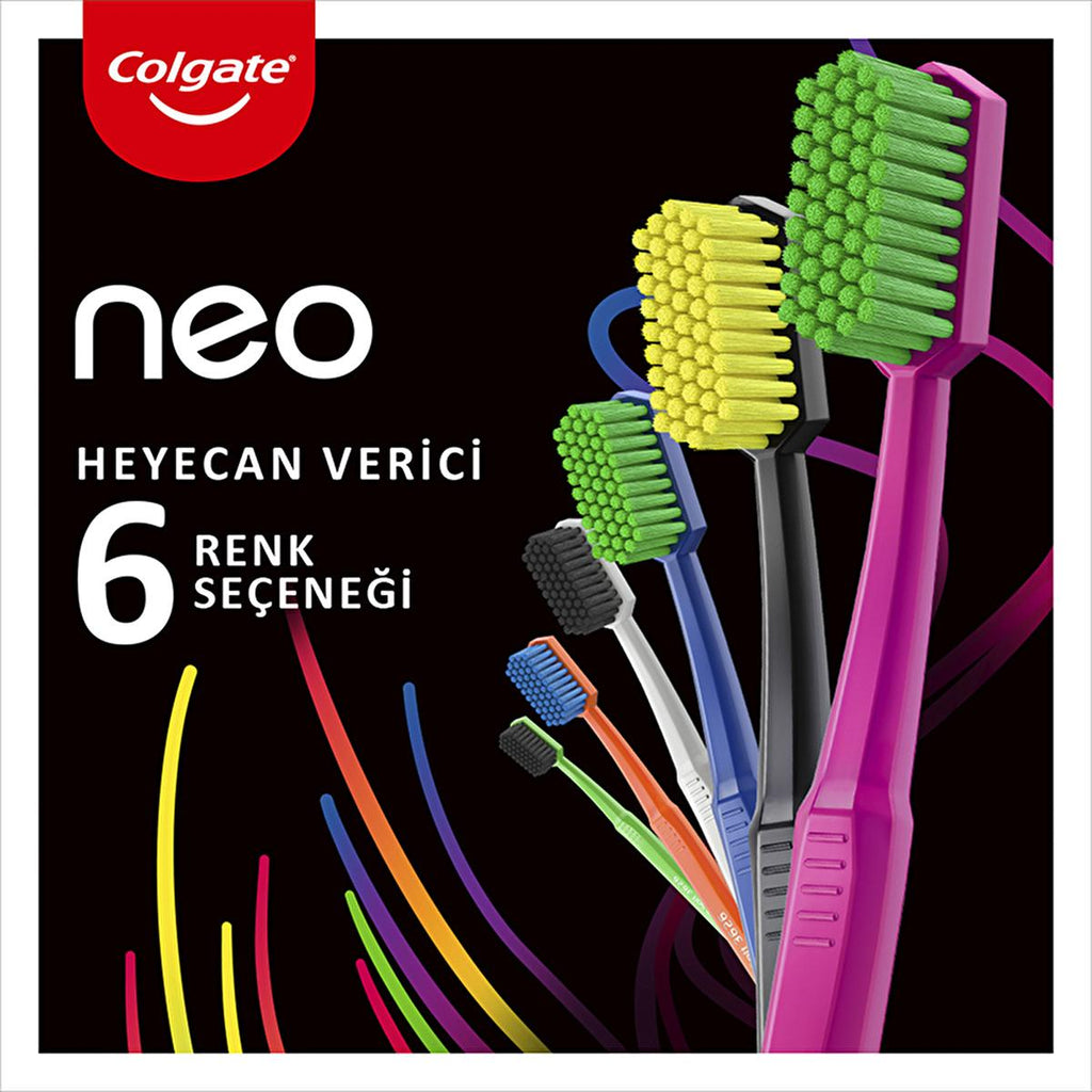 Colgate Colgate Neo Toothbrush - Manual Toothbrush with Dense 2546 Bristles, Medium Hardness, 6 Color Options