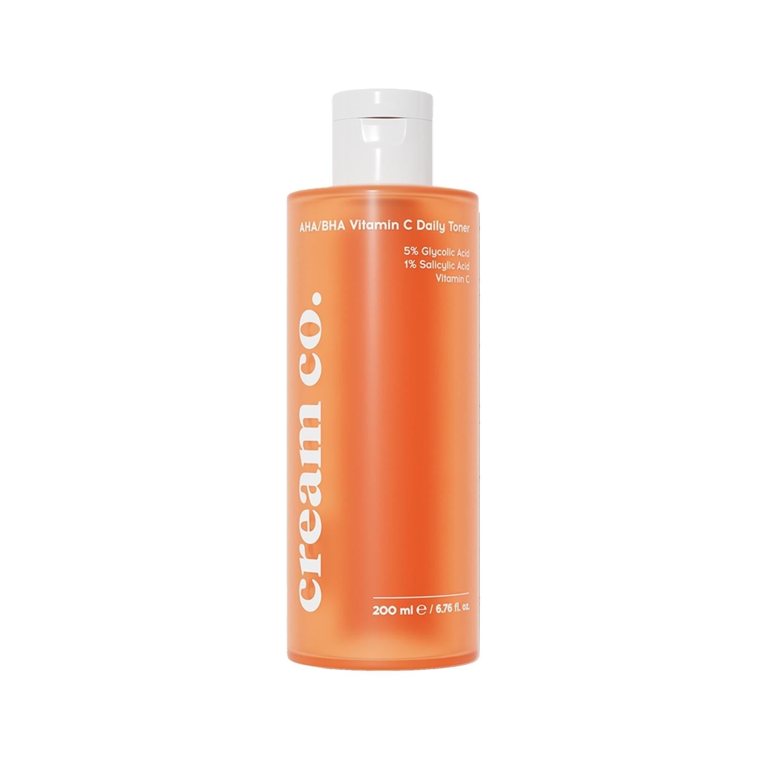 Cream Co. AHA/BHA Vitamin C Daily Toner - 200ml, Vegan, Cruelty-Free, Dermatologically Tested