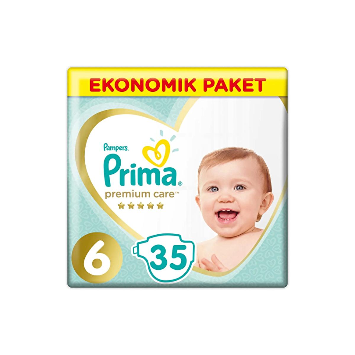 Prima Premium Care Baby Diapers Size 6 (35-Count) | Silky Soft & Instant Dryness for Sensitive Skin