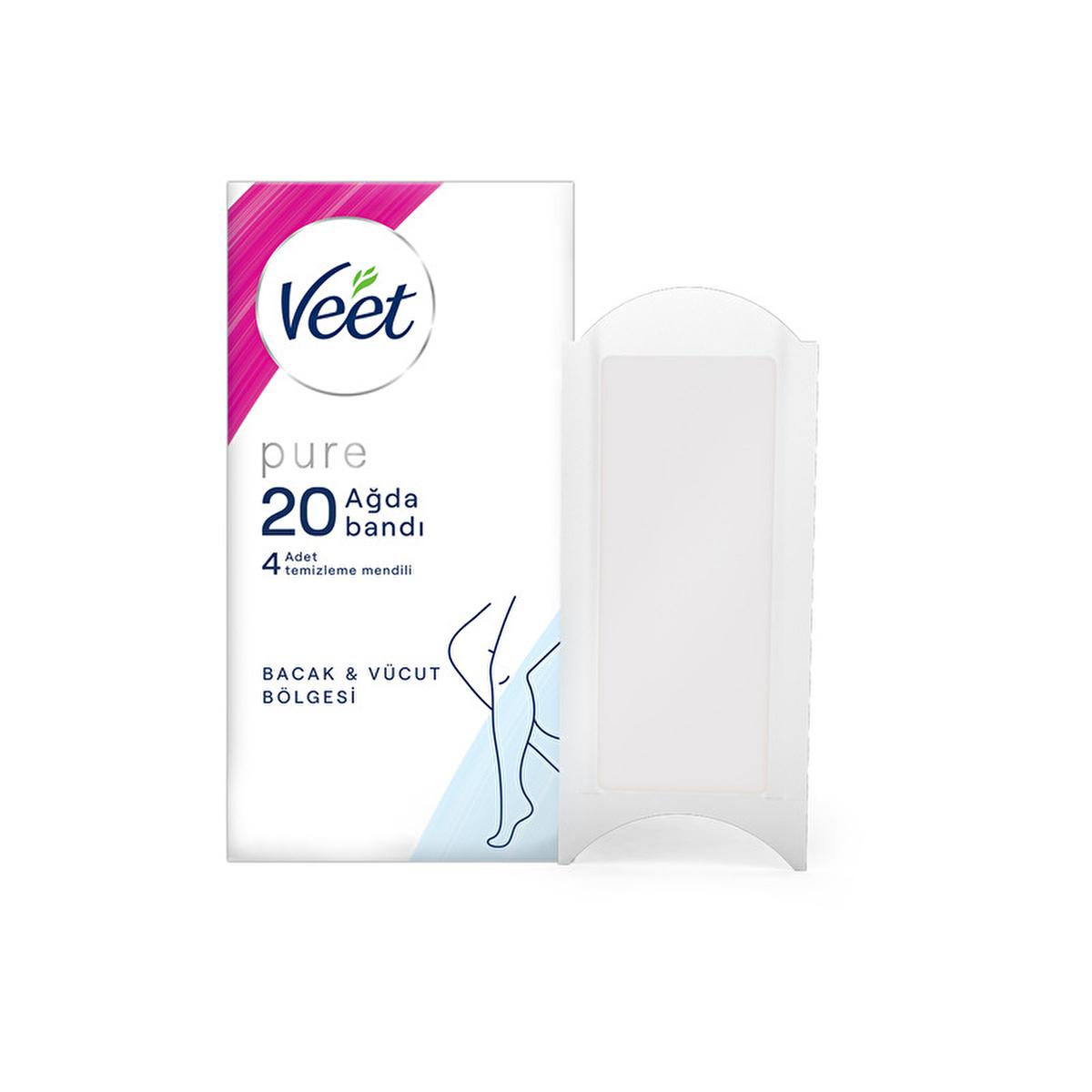 Veet Pure Wax Strips for Sensitive Skin - Hypoallergenic, Easy-Gelwax Technology for Legs & Body Hair Removal