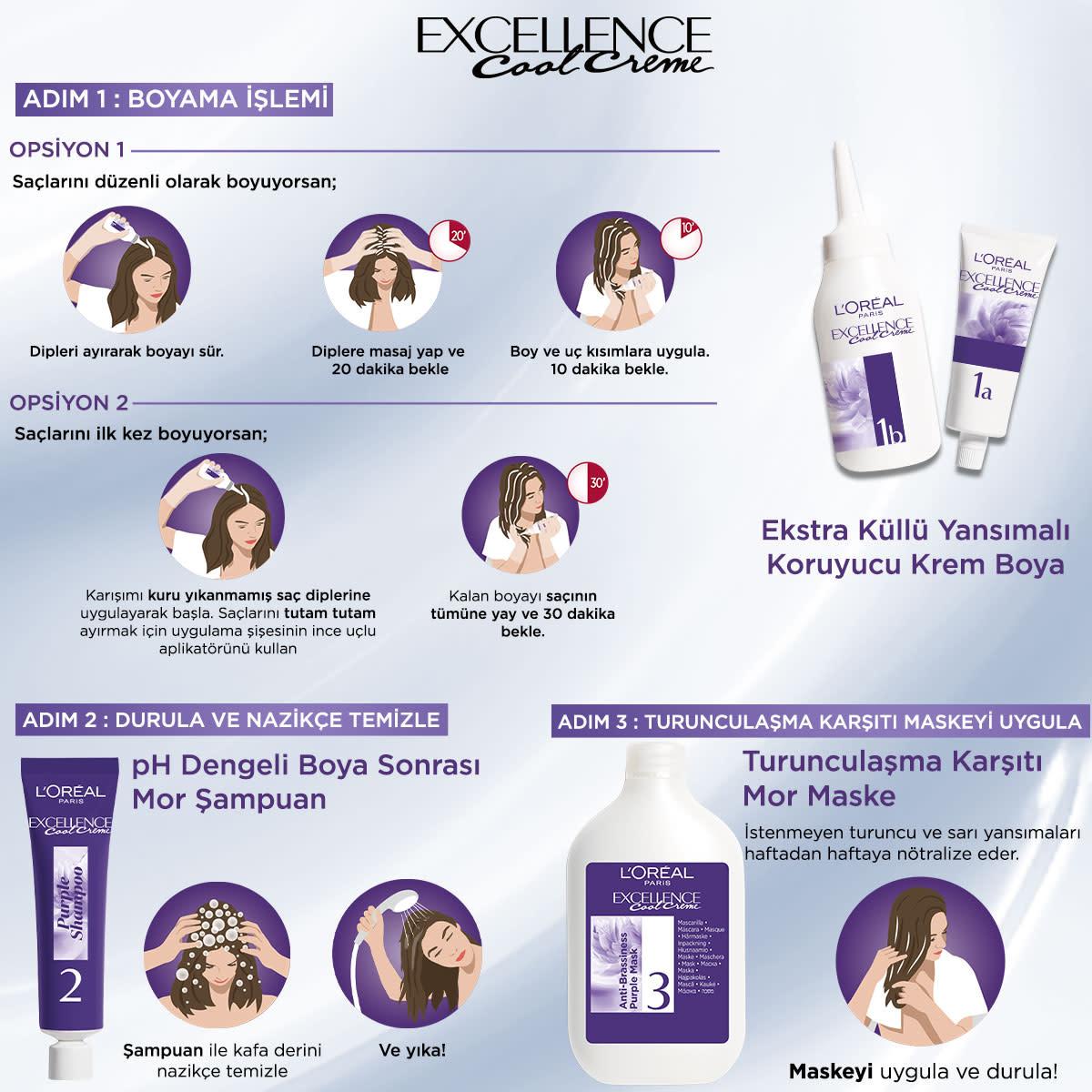 Loreal Paris Excellence Cool Creme Hair Dye 7.11 - Long-Lasting Cool Tones with Pro-Keratin