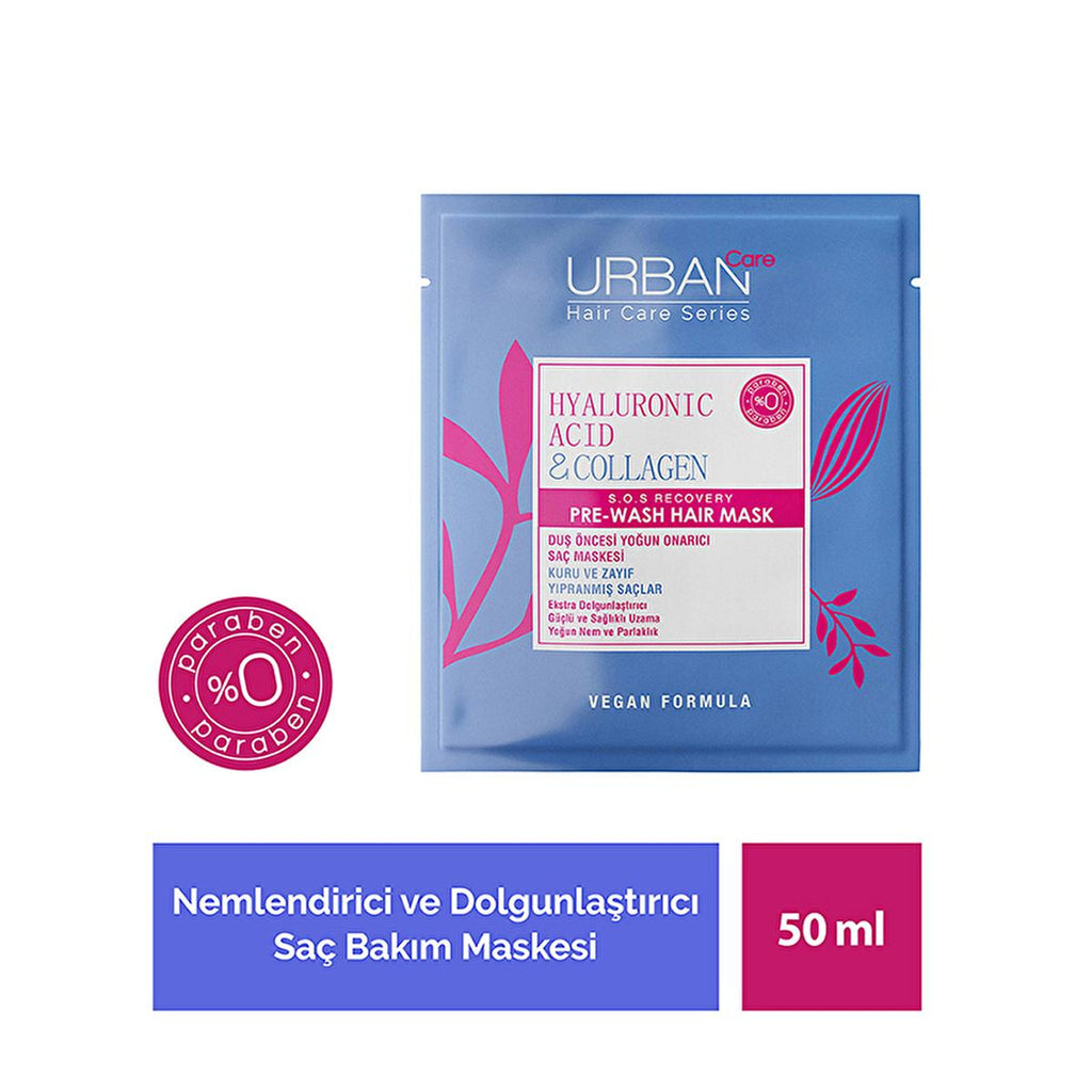 Urban Care Pre-Shower Hair Mask with Hyaluronic Acid & Collagen - Nourishes Dry Hair, Vegan & Paraben-Free