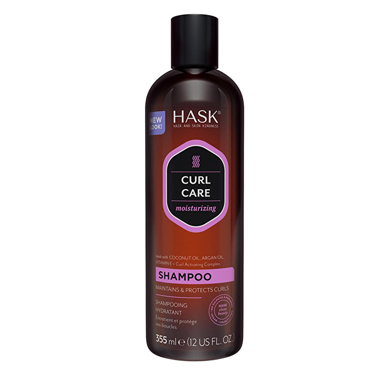 Hask Curl Care: Moisturizing Shampoo for Curly Hair - Coconut Oil & Argan Oil, Sulfate-Free, Frizz Control, Bouncy Curls (12 fl oz)