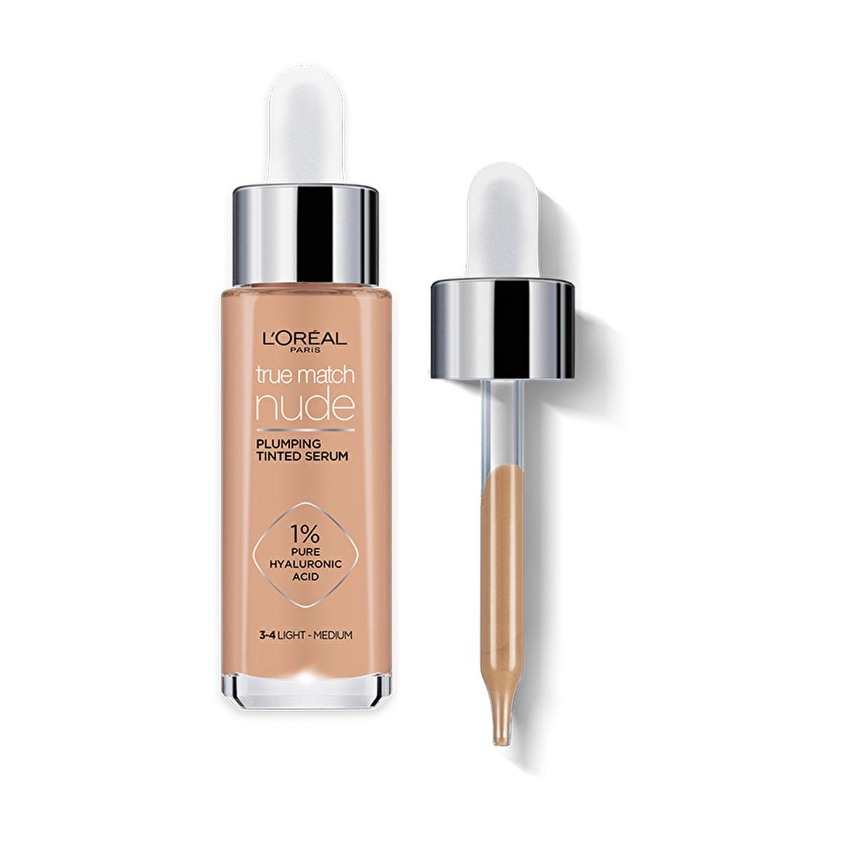 L'Oreal Paris True Match Nude Hyaluronic Acid Tinted Serum Foundation - Radiant, Hydrating, Natural Finish for Sensitive Skin