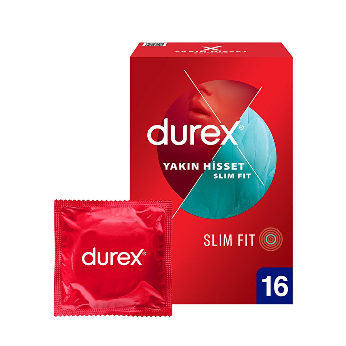 Durex Slim Fit Condoms - Lubricated, Safe Sex Products for Enhanced Sensitivity - 16 Count