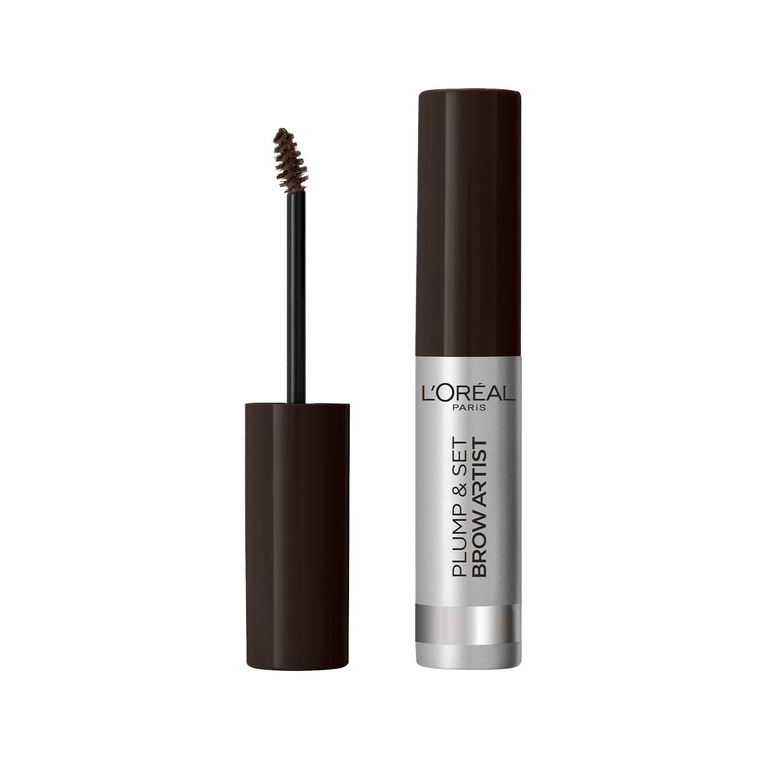 L'Oreal Paris Brow Artist Plump & Set Eyebrow Mascara - Ebony, Fuller Brows, Long-Lasting Hold
