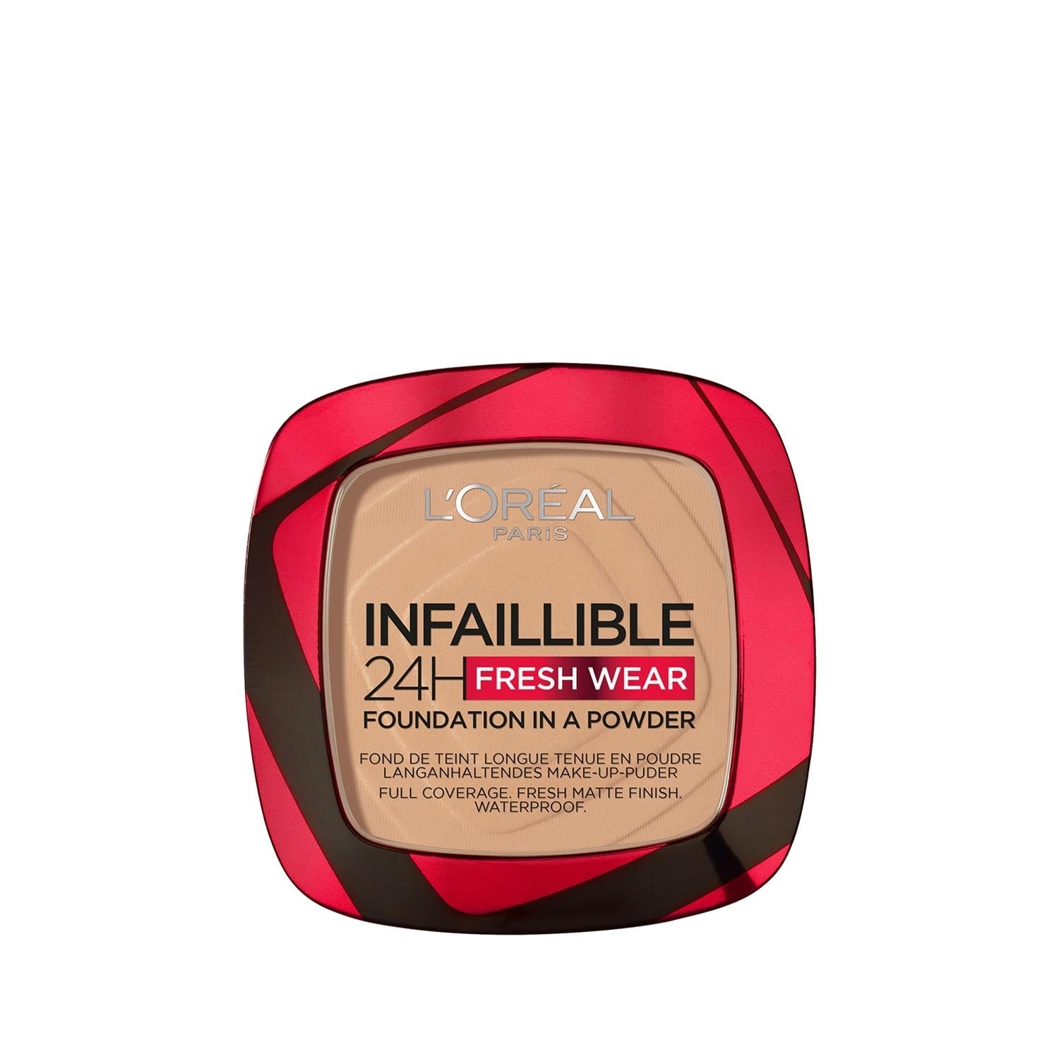 Loreal Paris Infaillible 24H Fresh Wear Powder Foundation - Long Lasting, Fresh Look, Golden Beige Shade