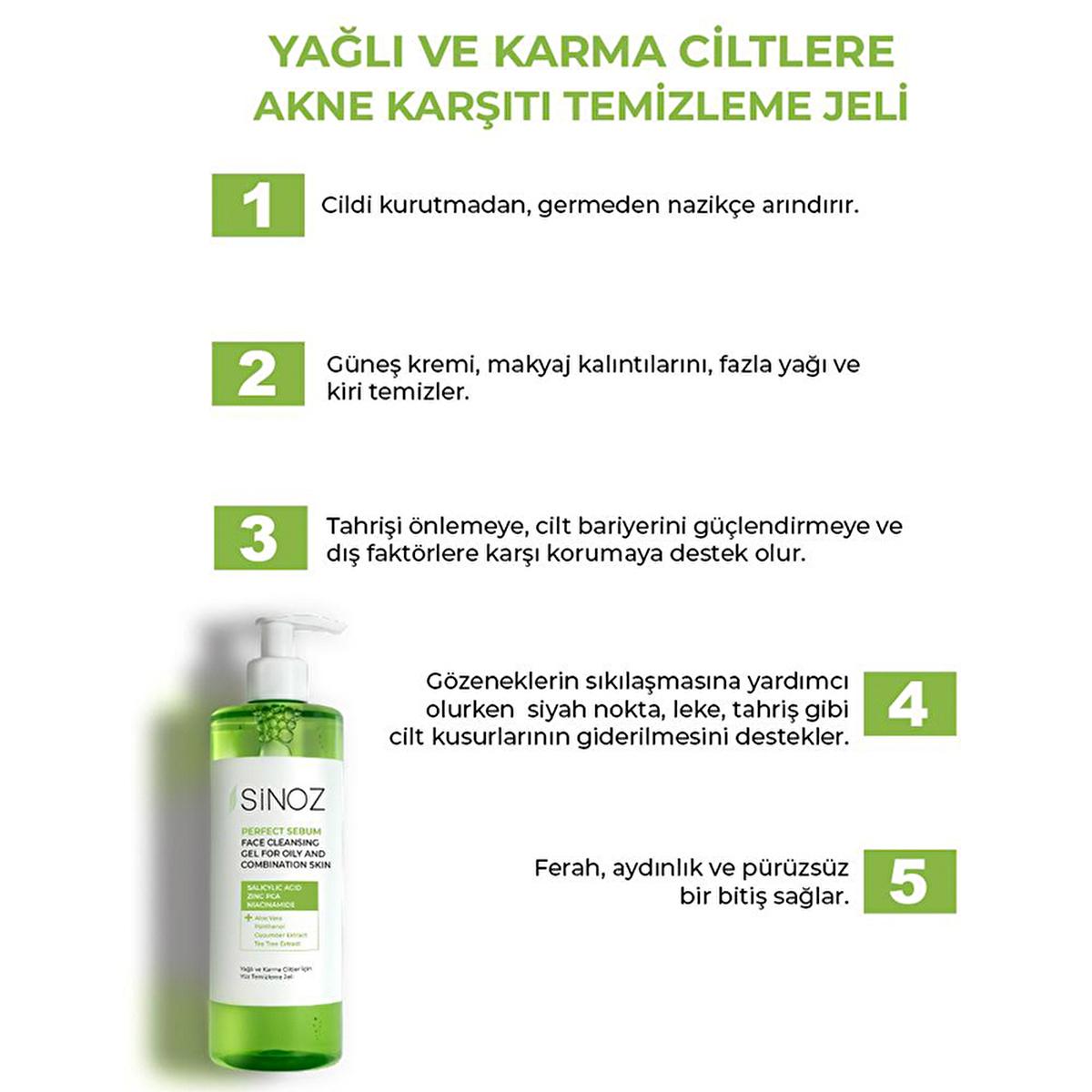 Sinoz Oily & Combination Skin Face Wash: Salicylic Acid Cleanser for Acne & Pore Cleansing - Oil & Sebum Control, Gentle & Hydrating (13.53 fl oz)