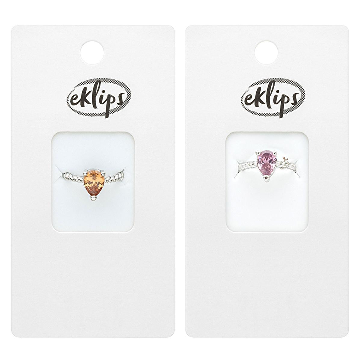 Eklips Modern Single Stone Ring - Elegant Teardrop Figure, Assorted Color Options