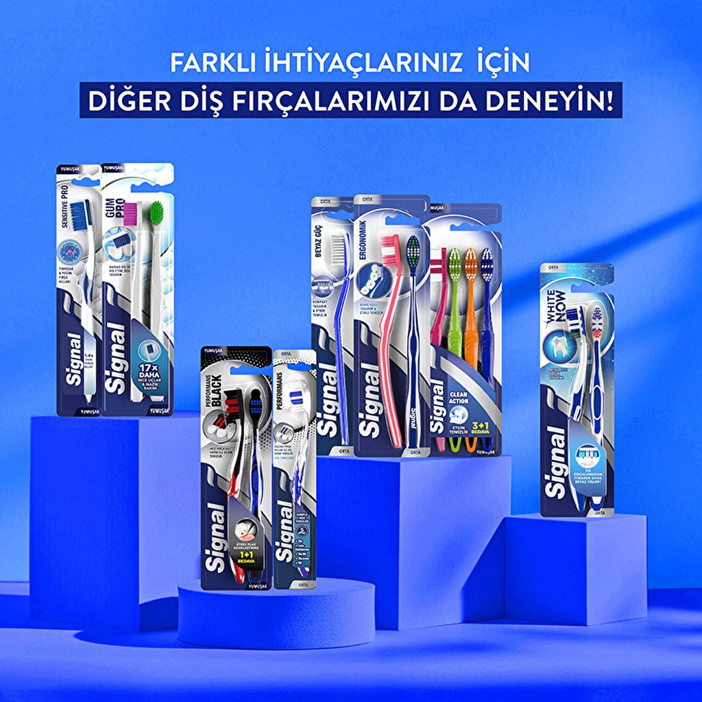Signal Ergonomic Manual Toothbrush for Effective Oral Hygiene - Comfortable Brushing Experience - 1+1 Offer