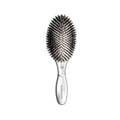 Olivia Garden Expert Care: Oval Boar Bristle Hair Brush for Ultimate Shine & Hair Health - Silver Styling Tool