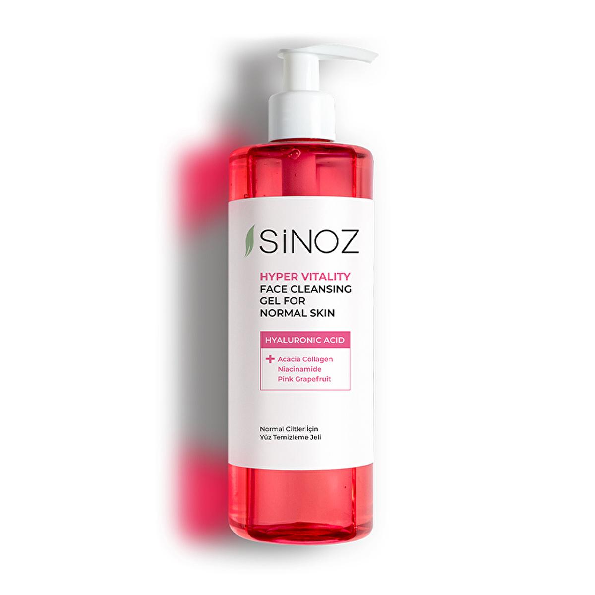 Sinoz Hydrating Facial Cleanser for Normal Skin: Gentle Daily Face Wash with Hyaluronic Acid, Pink Grapefruit & Acacia Collagen - Brightens & Moisturizes (400ml)