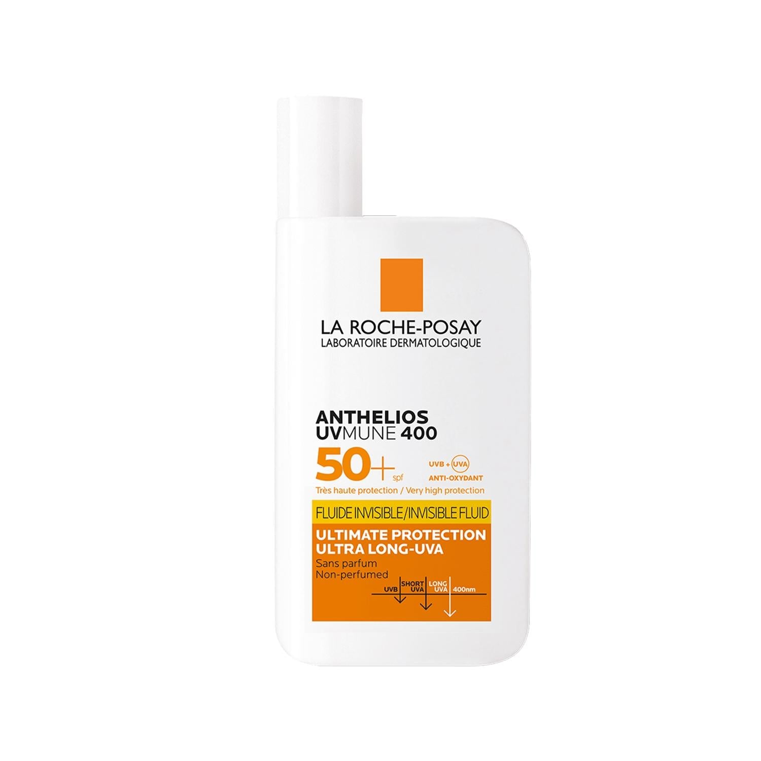 La Roche Posay Anthelios UVmune 400 Fluid Invisible SPF50+ Sunscreen - High SPF Protection for Sensitive Skin, 1.69 fl oz