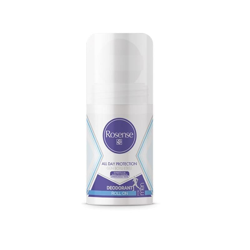 Rosense Men's Roll-On Deodorant with Rose Extract - Long Lasting Protection, Alcohol-Free & Dye-Free