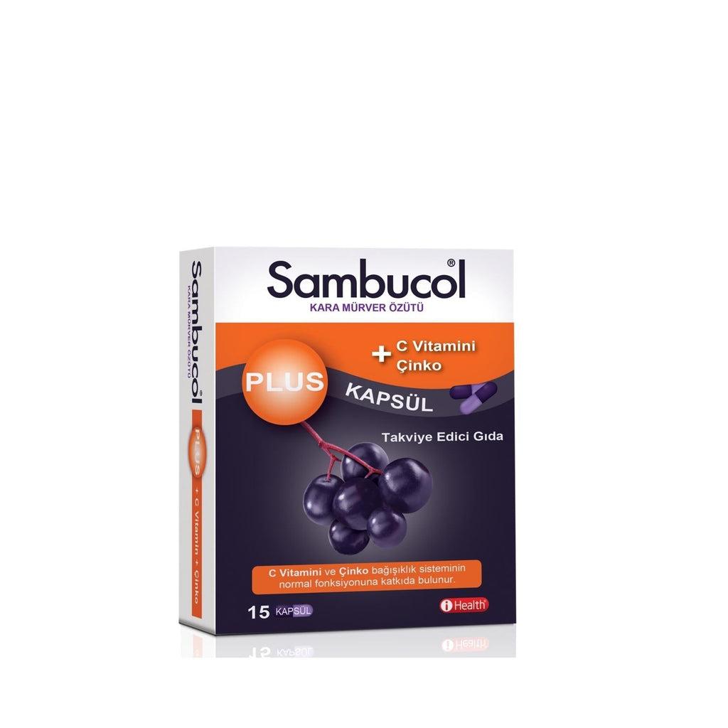 Sambucol Plus Black Elderberry Supplement Capsules - Immune System Support with Vitamin C & Zinc