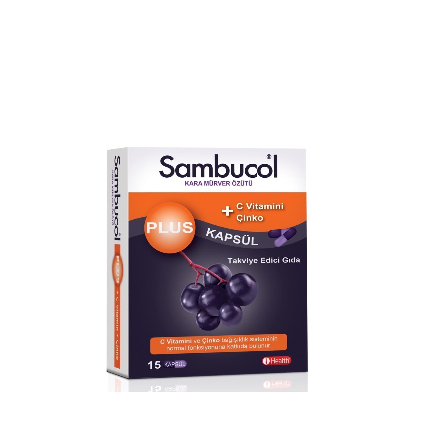 Sambucol Plus Black Elderberry Supplement Capsules - Immune System Support with Vitamin C & Zinc