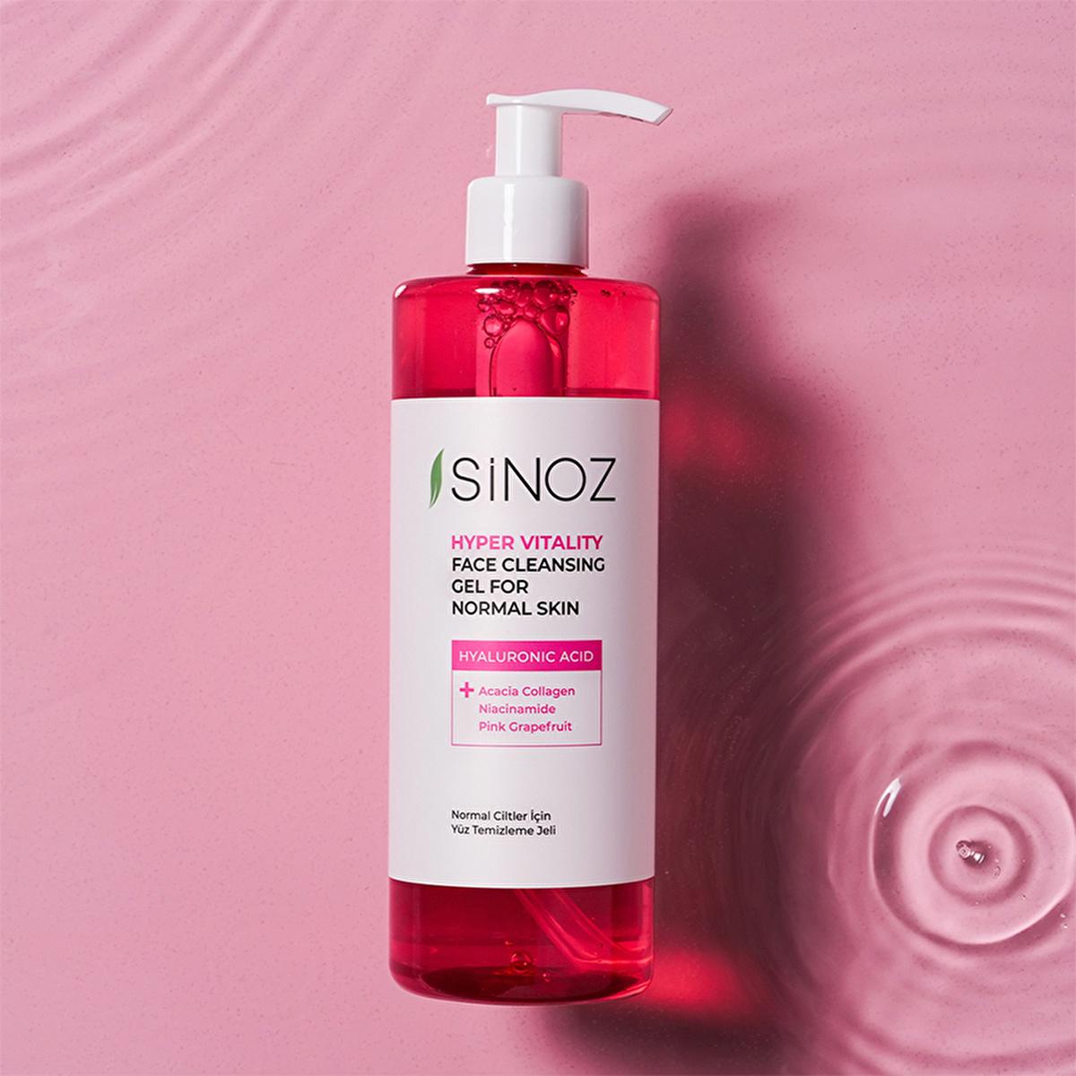 Sinoz Hydrating Facial Cleanser for Normal Skin: Gentle Daily Face Wash with Hyaluronic Acid, Pink Grapefruit & Acacia Collagen - Brightens & Moisturizes (400ml)