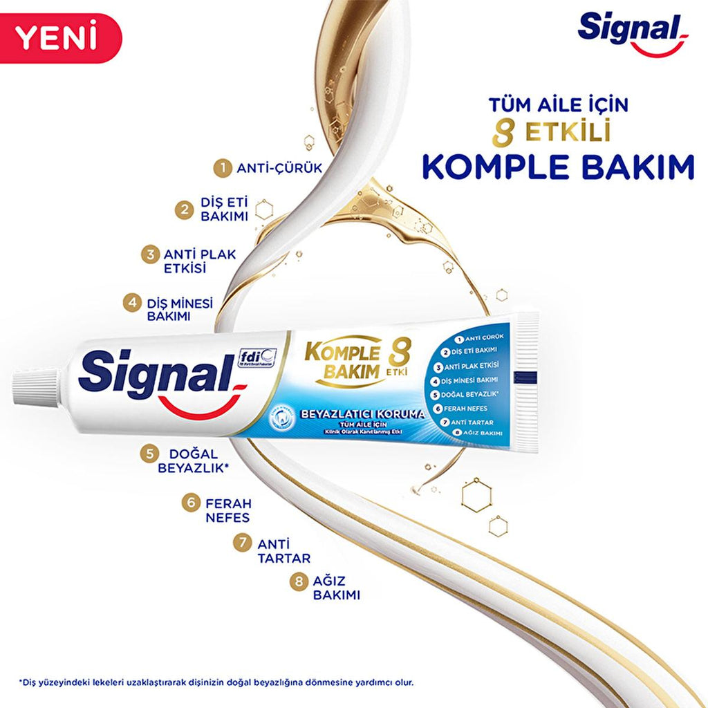 Signal Complete Care 8-Benefit Whitening Toothpaste - Family Toothpaste with 8 Oral Care Benefits